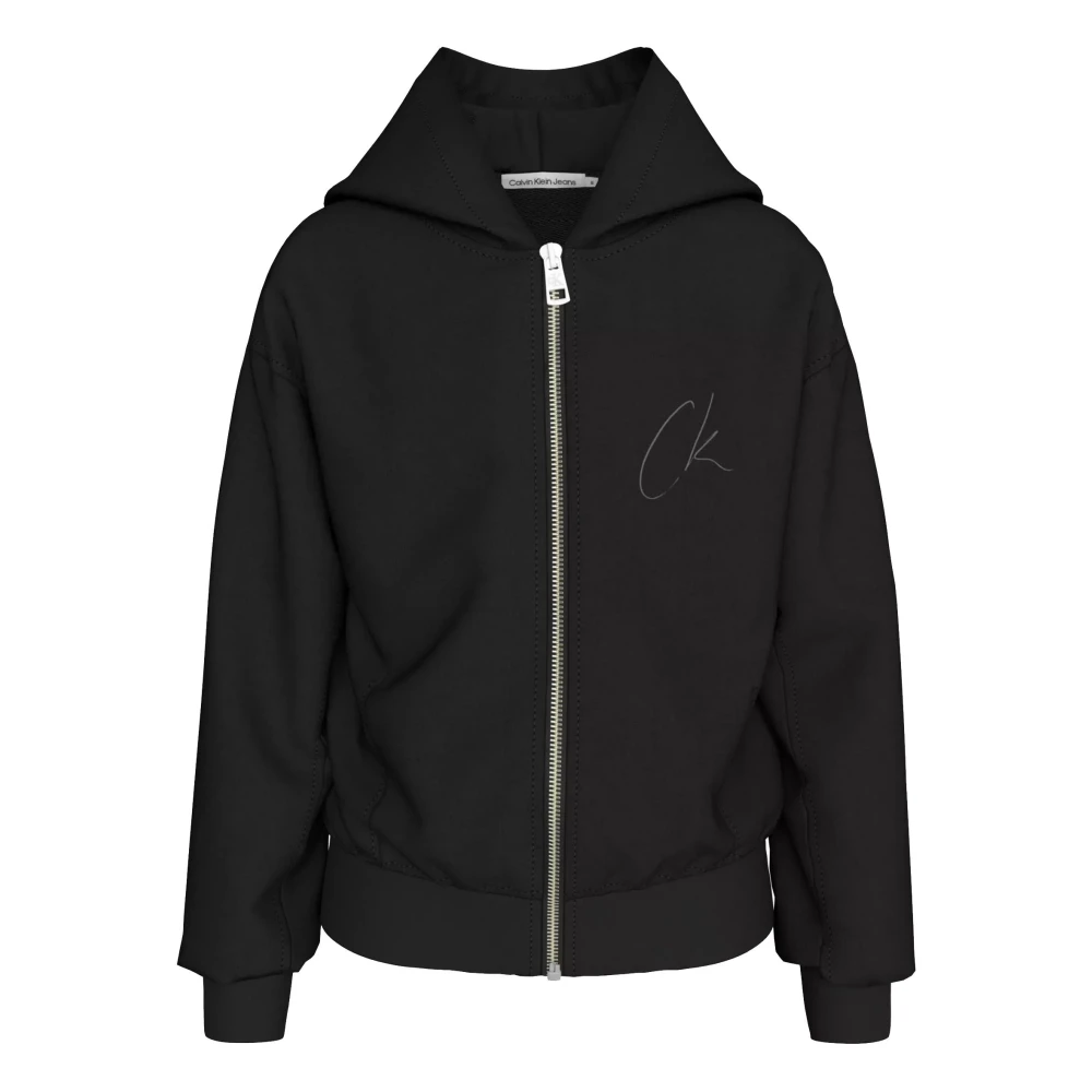 Calvin Klein Jeans Broderad Full Zip Hoodie Black, Pojke