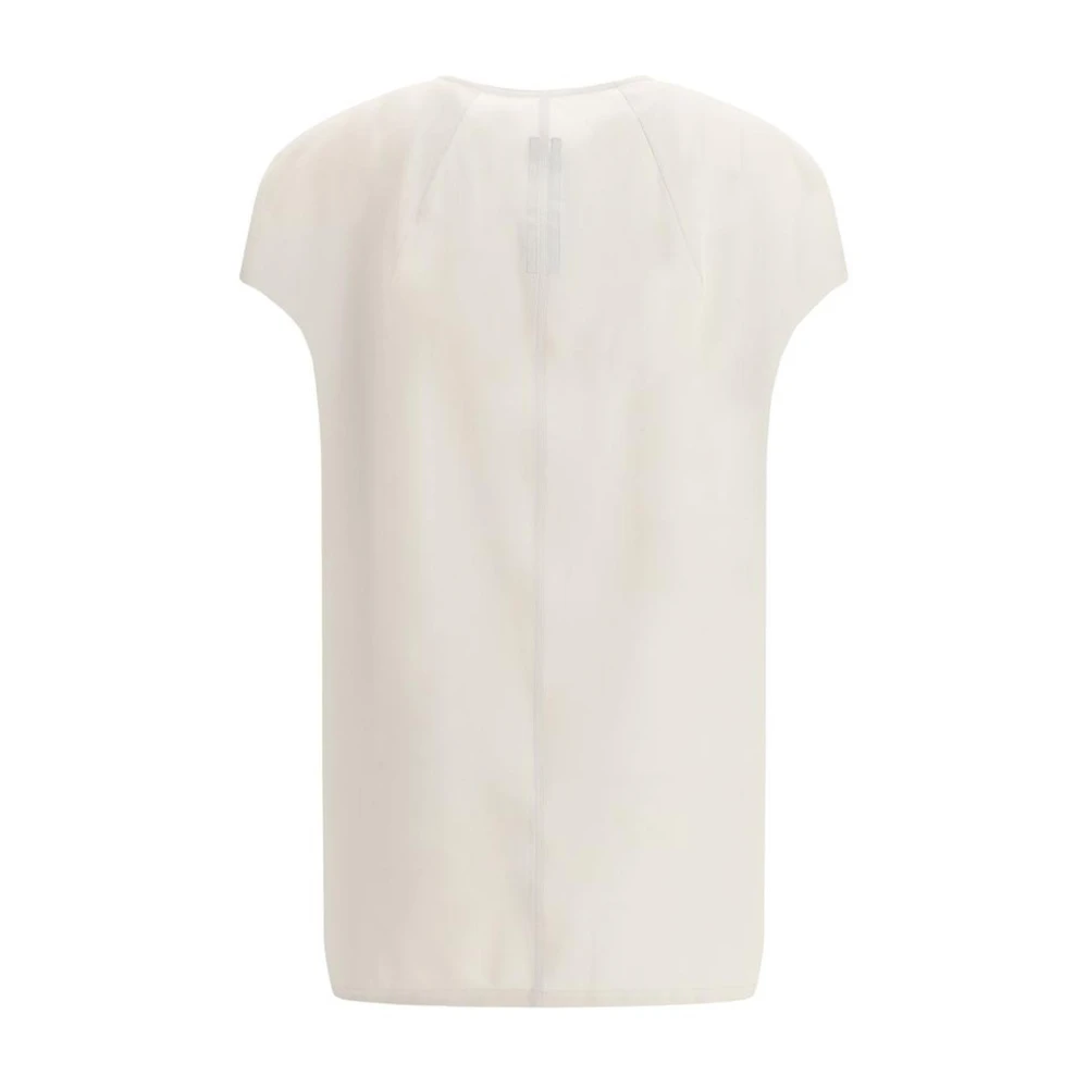 Rick Owens Elegante Zijden V-hals Top Beige Dames