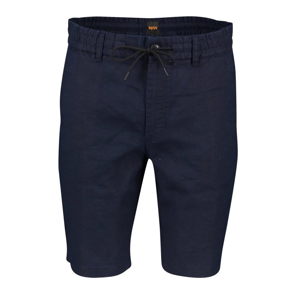 Hugo Boss Donkerblauwe Chino Shorts Linnenmix Blue Heren