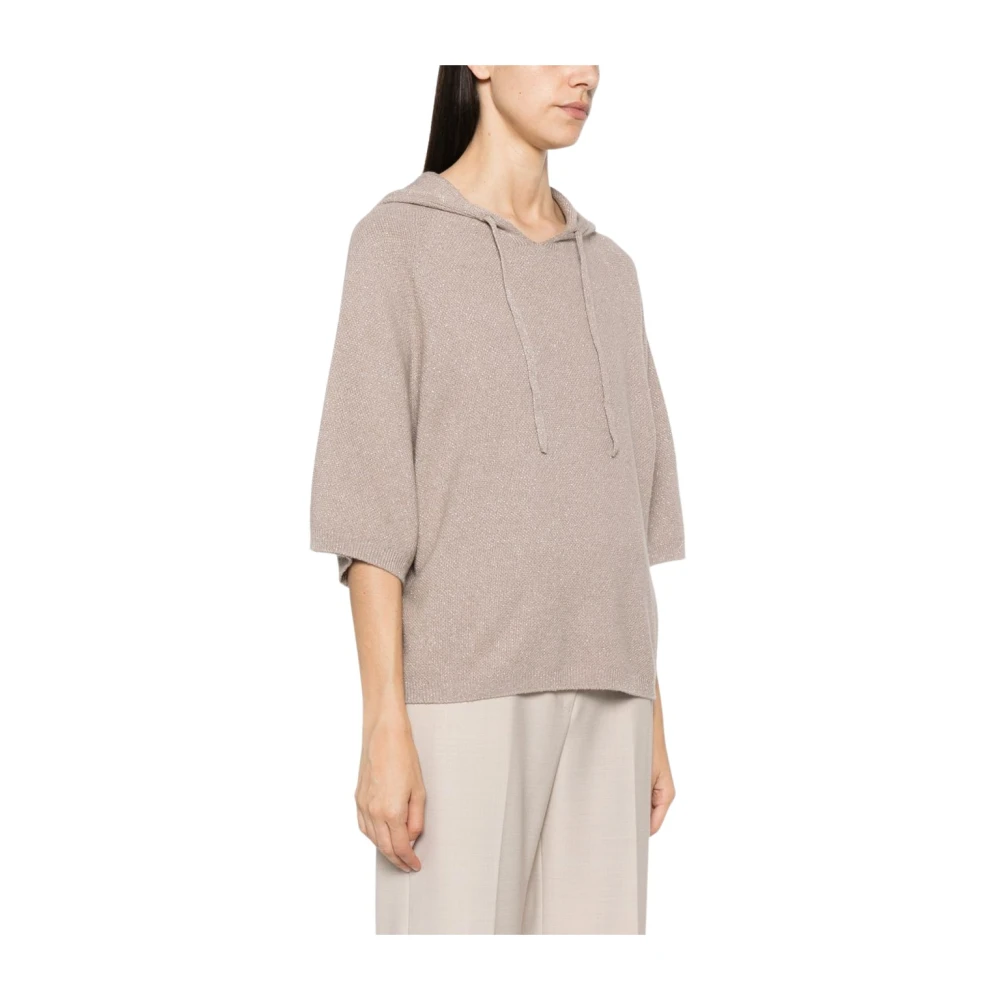 Fabiana Filippi Short Sleeve Hoodie - Female - Hoodies - Brown - Xs - Sweatshirts & Hoodies