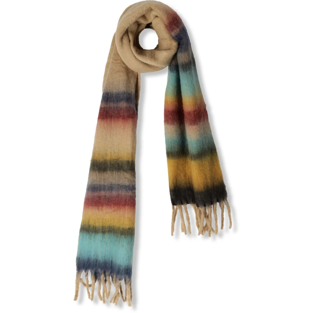 Notre-v Kleurrijke Hind Sjaal met Beige Franjes Multicolor Dames