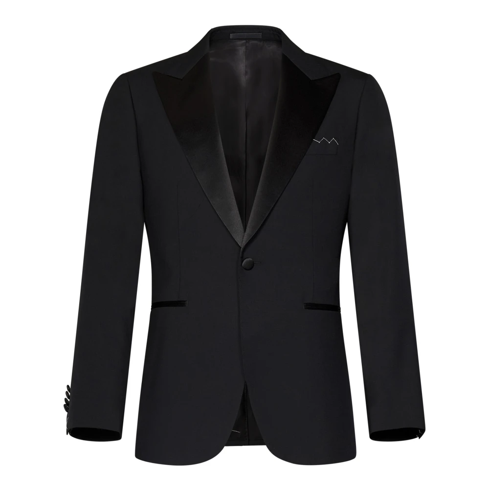 Low Brand Zwart Tuxedo Pak met Satijnen Details Blue Heren