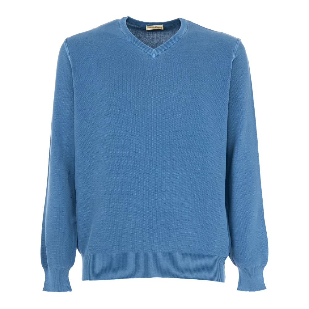 Cashmere Company Lichtgewicht V-hals Heren Trui Blue Heren