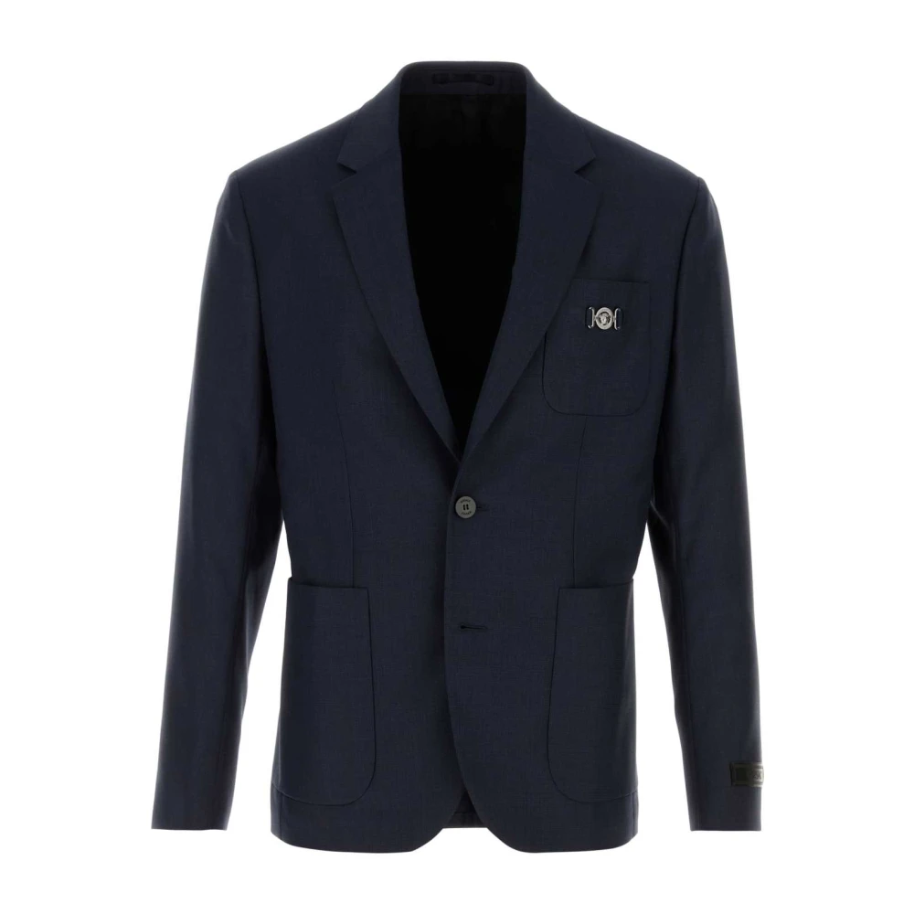 Versace Stijlvolle Donkerblauwe Wollen Blazer Blue Heren