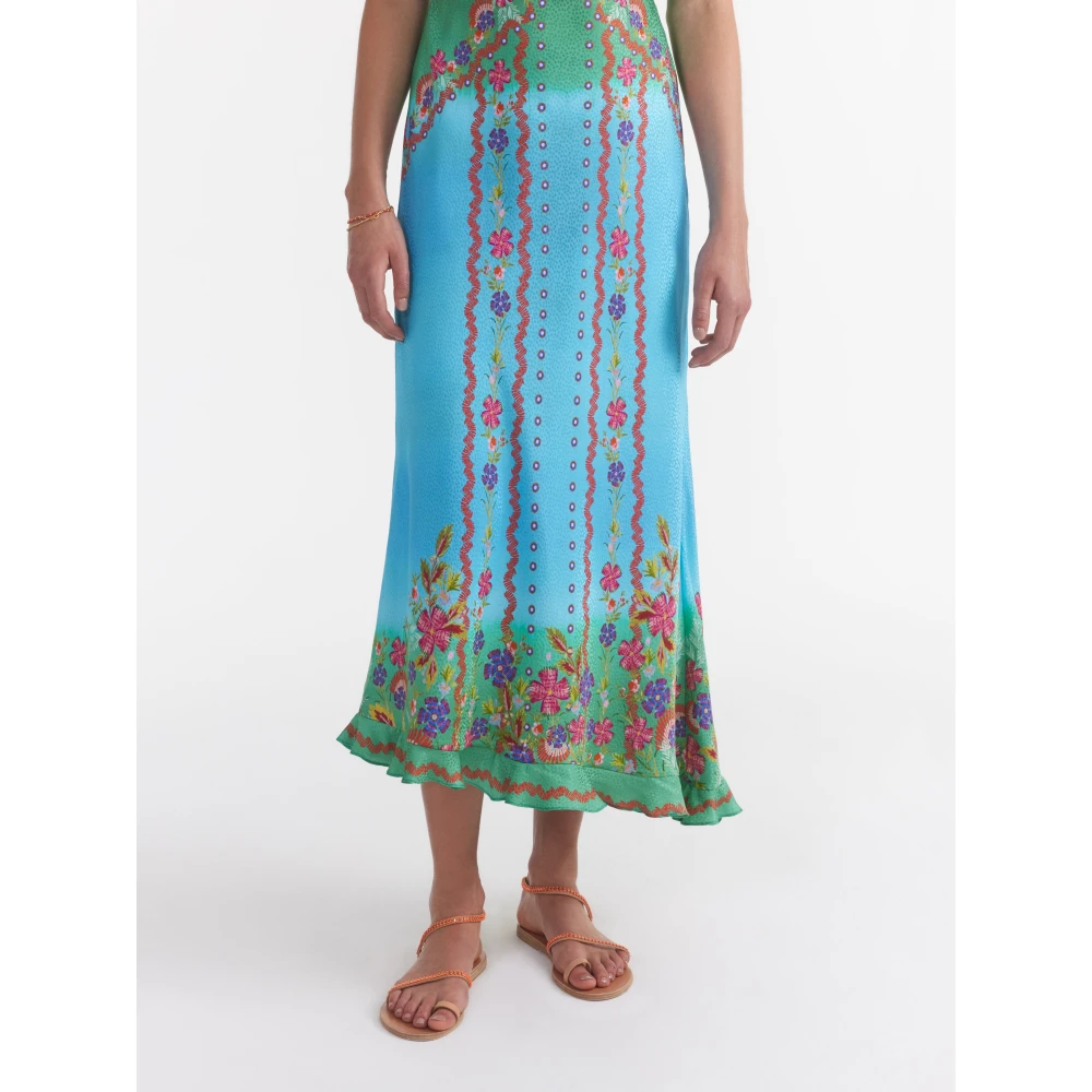 Saloni Bloemenrand Zijden Midi Jurk Multicolor Dames