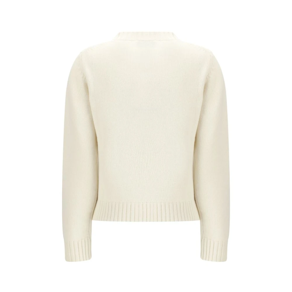Ganni Geribbelde wollen trui met iconisch monogram White Dames