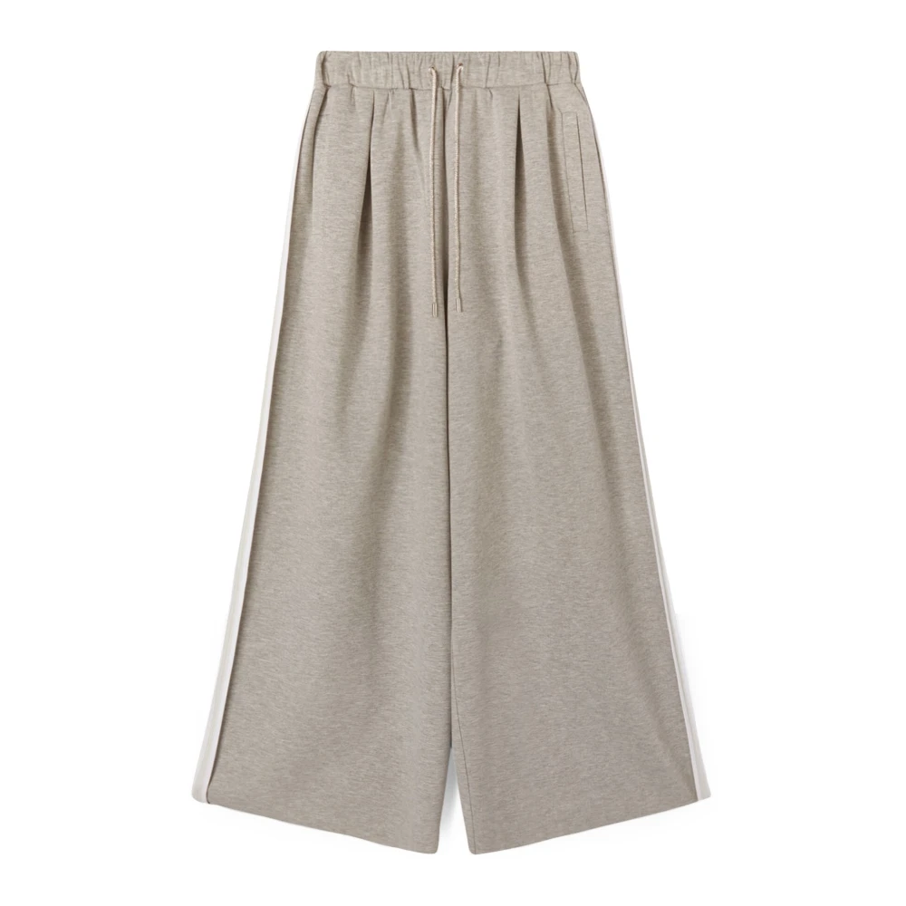 Motivi Gestreepte Palazzo Broek in Neopreen Look Gray Dames