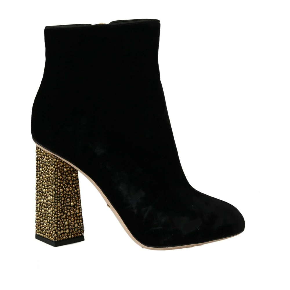 Dolce & Gabbana Women's Black Ankle Heels Zipper Boots