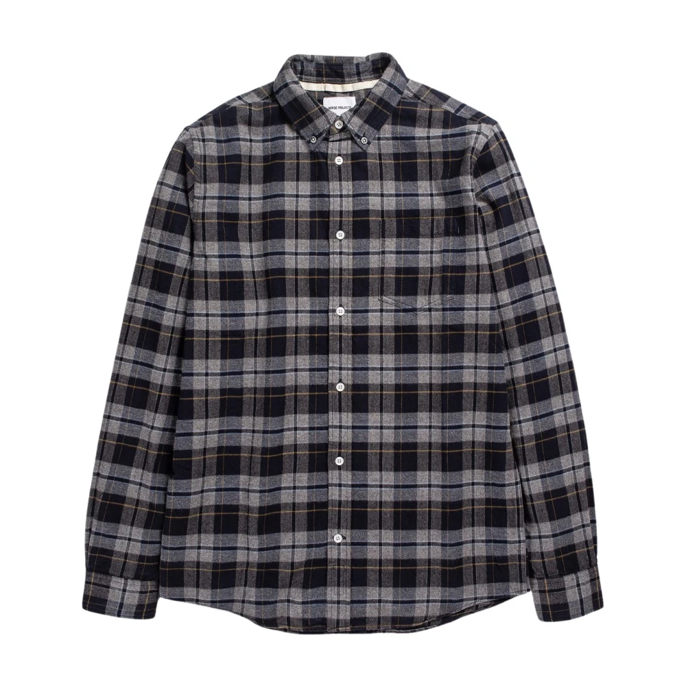 Norse Projects Geborstelde Flanellen Ruit Overhemd Gray Heren
