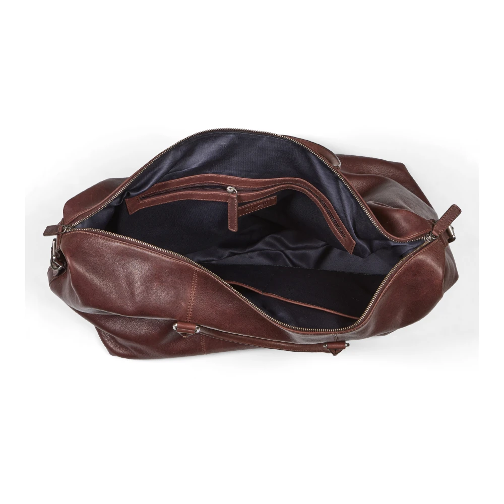 Howard London Bruine leren weekendtas Brown Heren