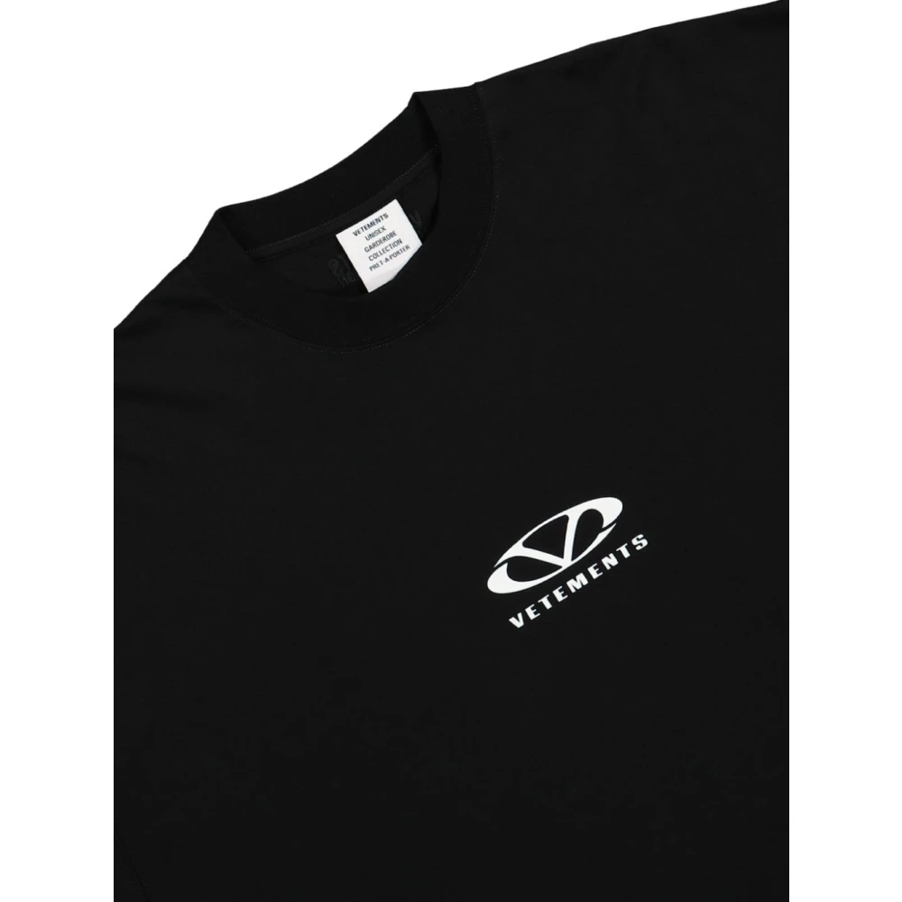 Vetements Zwart Crew Neck Straight Hem Shirt Black Heren