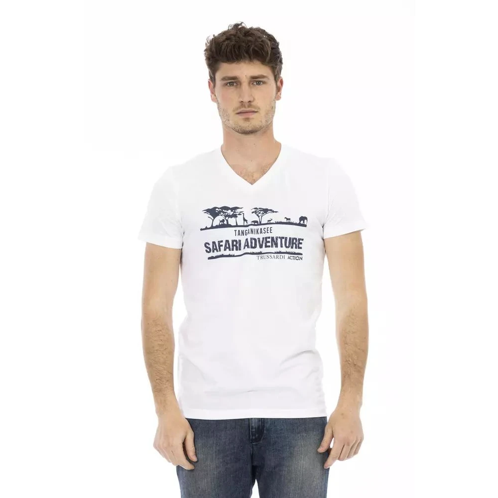 Trussardi Artistieke V-hals T-shirt White Heren