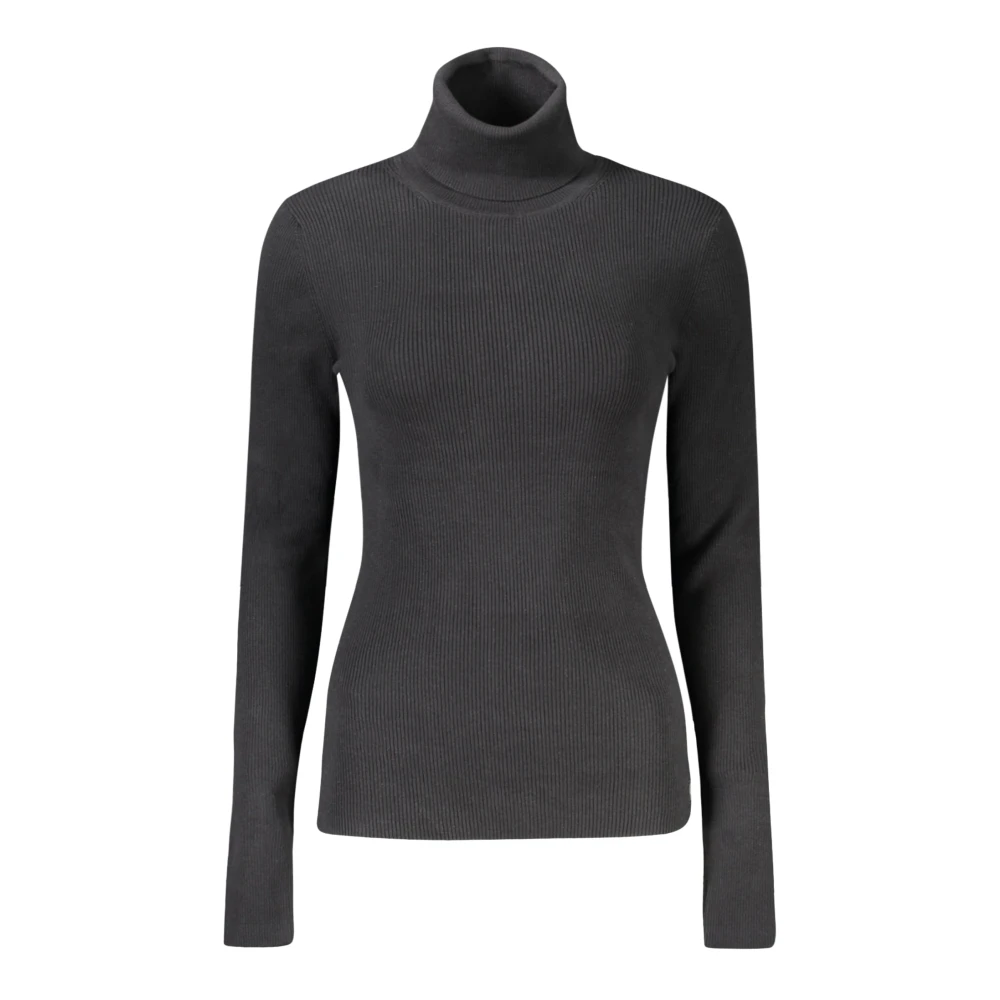 CALVIN KLEIN Dames Truien & Vesten Woven Label Roll Neck Sweater Zwart