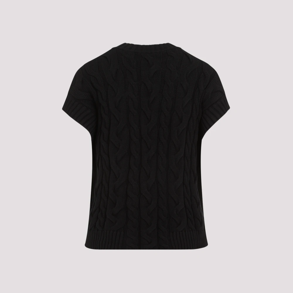 Max Mara Zwart Cable-Knit Gilet Black Dames