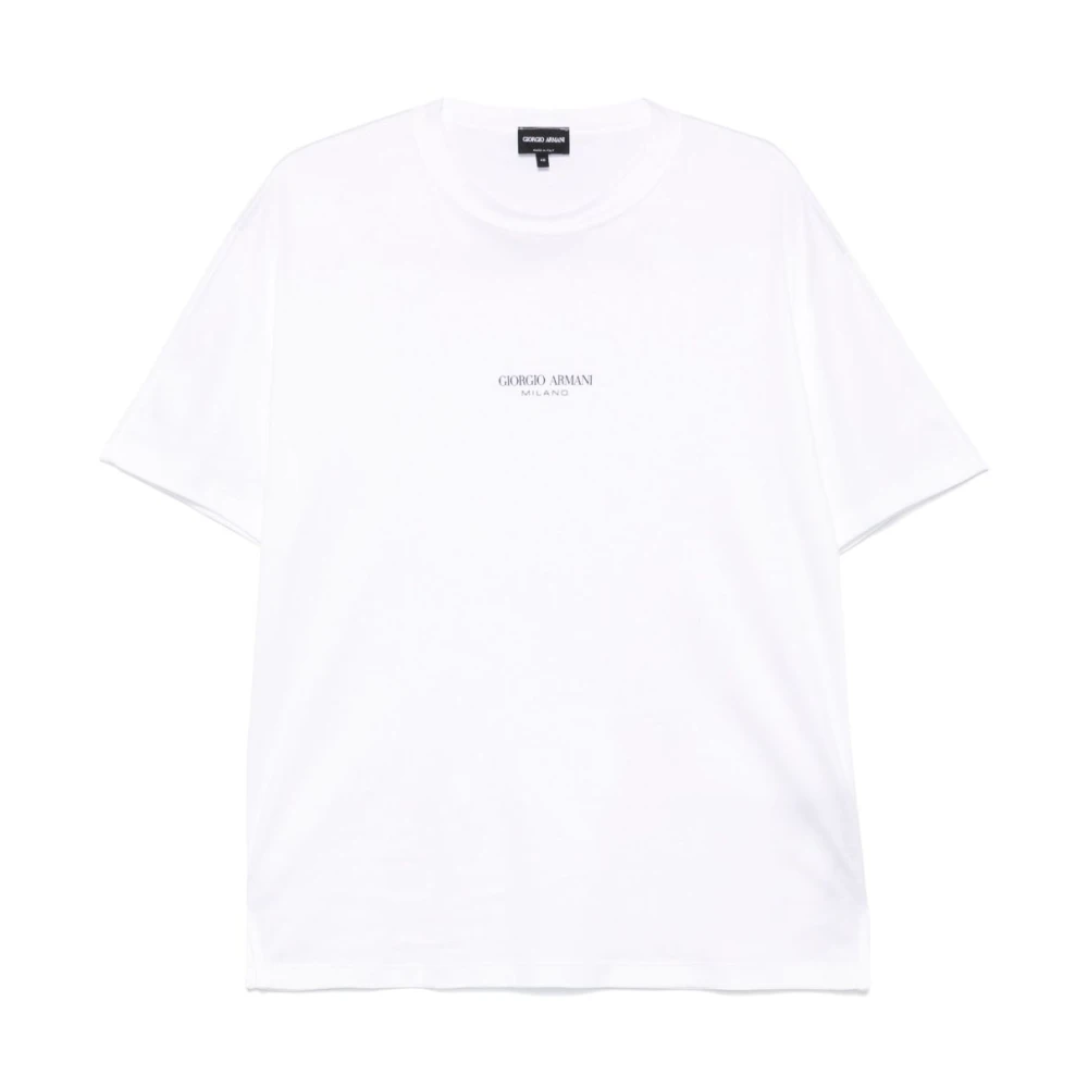 Giorgio Armani Logo Print Katoenen T-shirt White Heren