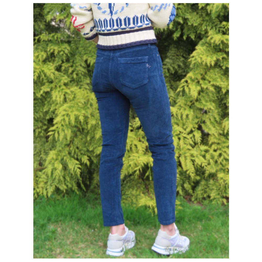 Islow Corduroy Slim 7 8 Broek Blue Dames