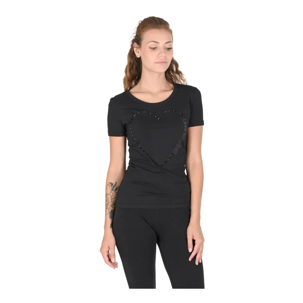 Love Moschino Zwart Katoen Blend T-Shirt Black Dames