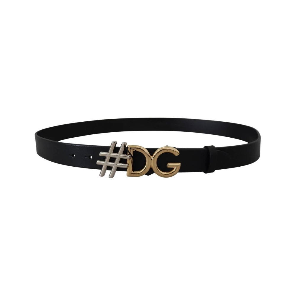 Dolce & Gabbana Zwart Leren Riem met Metalen Gesp Black Dames