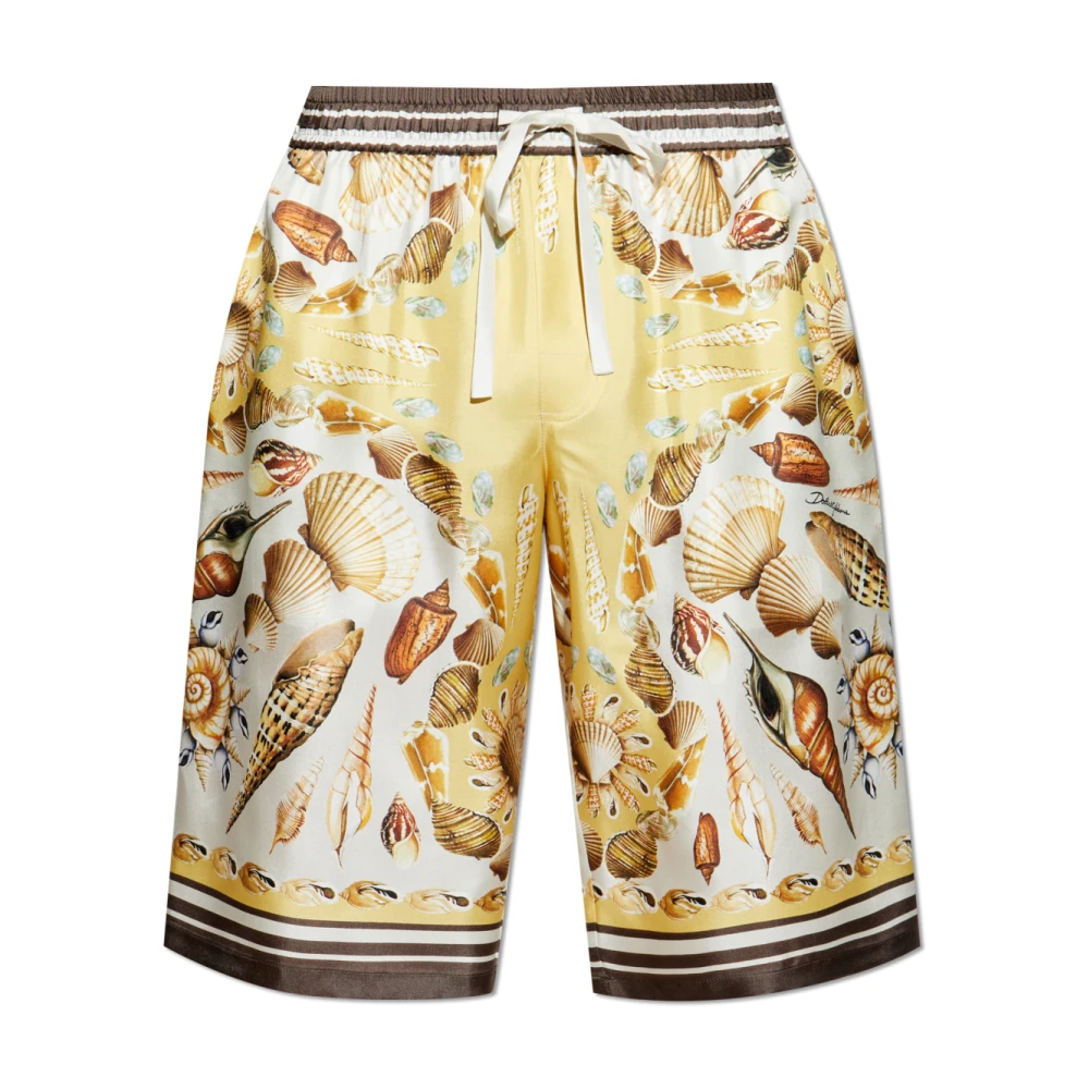 Dolce & Gabbana Mannelijk Beige Korte Broeken Heren, L, Zijden Shorts