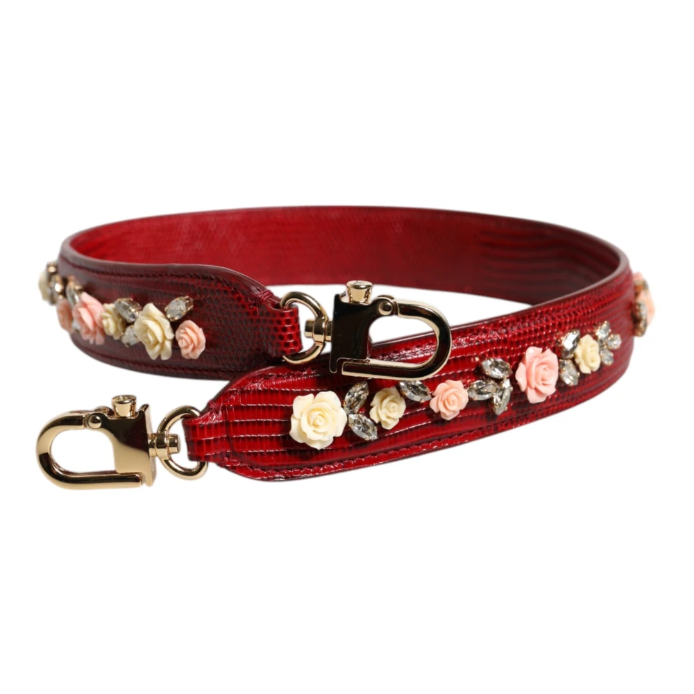 Dolce & Gabbana Unisex Red Floral Embellish Bag Shoulder Strap - Bag Accessories - One Size - Bags