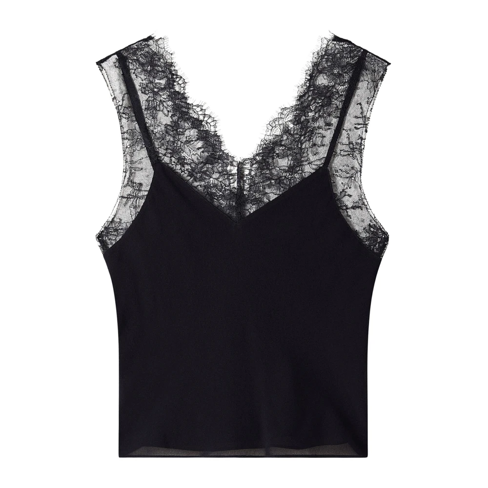 Patrizia Pepe Vrouw Zwart Top Met Kanten Details