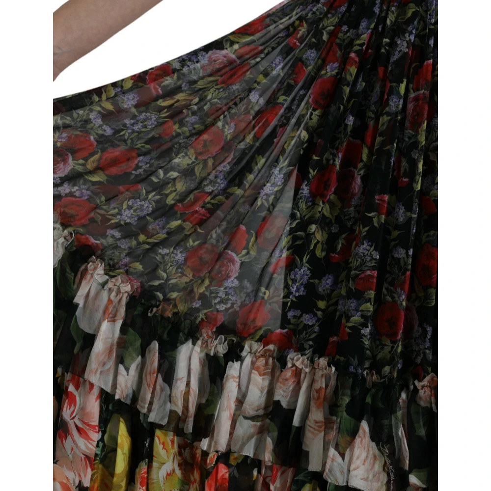 Dolce & Gabbana Zijden maxi-jurk met bloemenprint Multicolor Dames