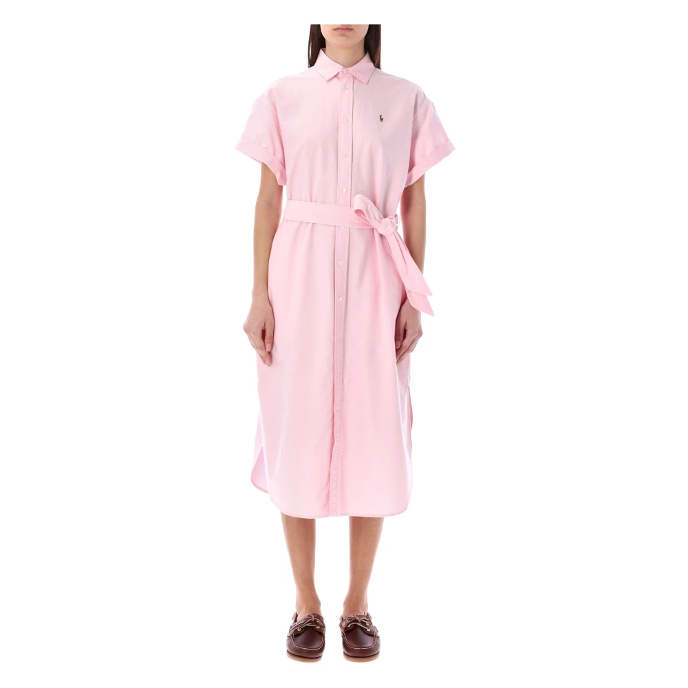 Ralph Lauren Oxford Overhemdjurk met Riem Pink Dames