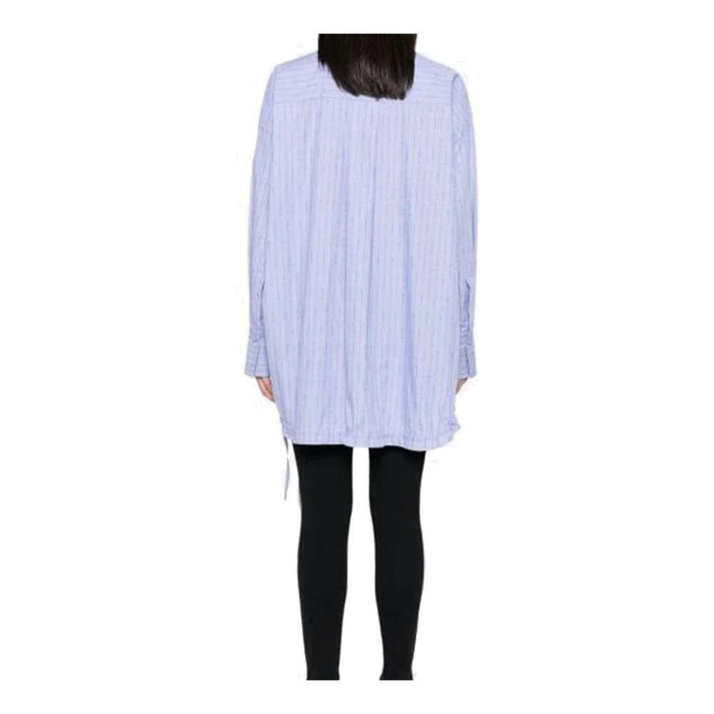 The Attico Gestreepte katoenen overhemd met asymmetrische zoom Blue Dames