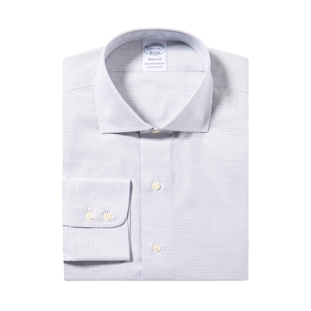 Brooks Brothers Men's Blue Formal Shirts, 4XL, Regular Fit Non-Iron Cotton Shirt With English Spread Collar