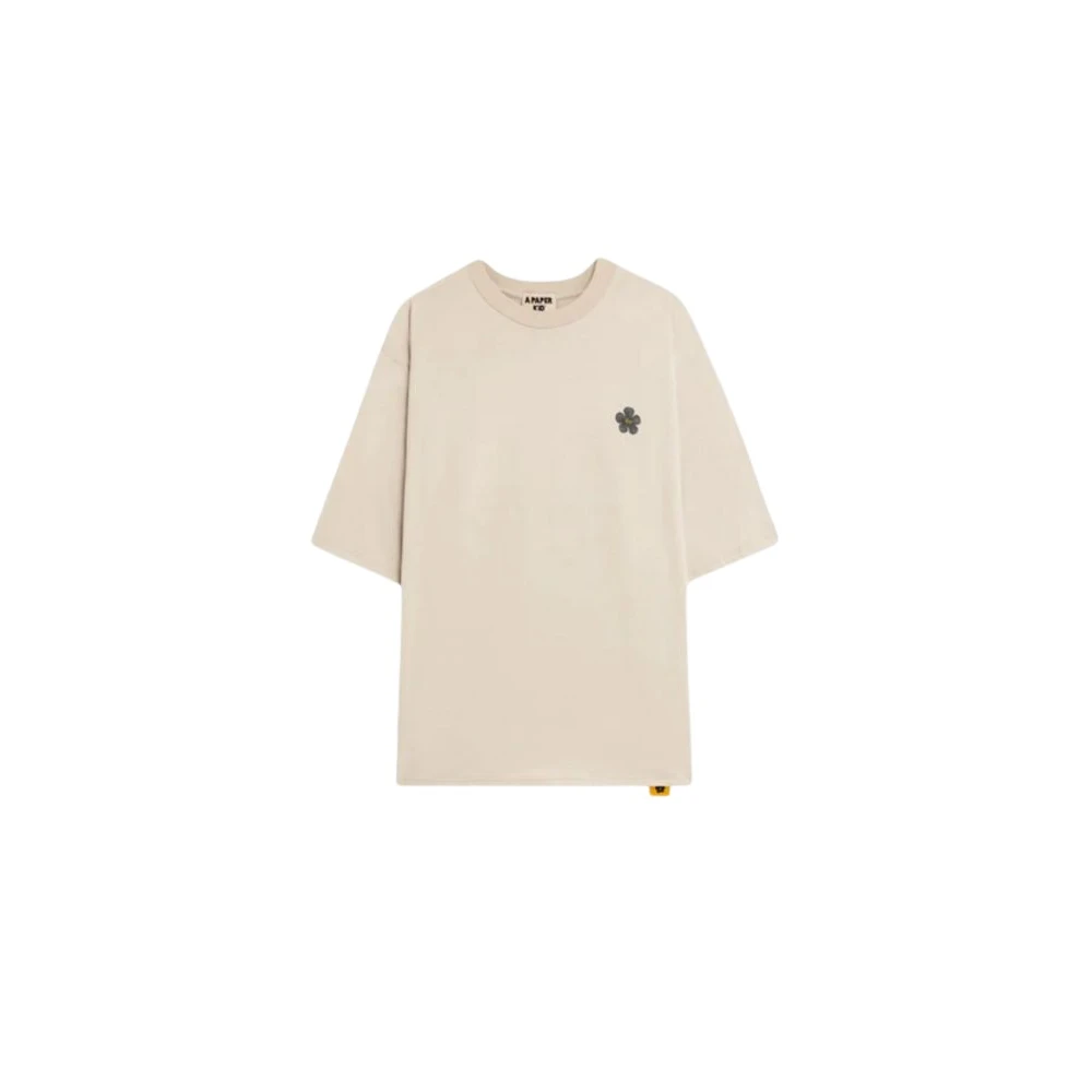 A Paper Kid Witte T-shirt met Box Fit Print White Heren