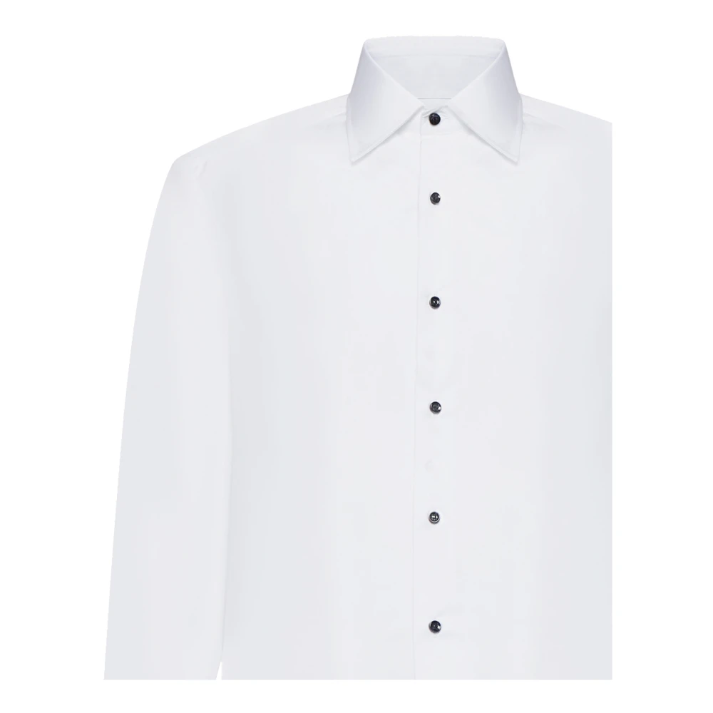 BRUNELLO CUCINELLI Wit Katoenen Overhemd Italiaans Gemaakt White Heren