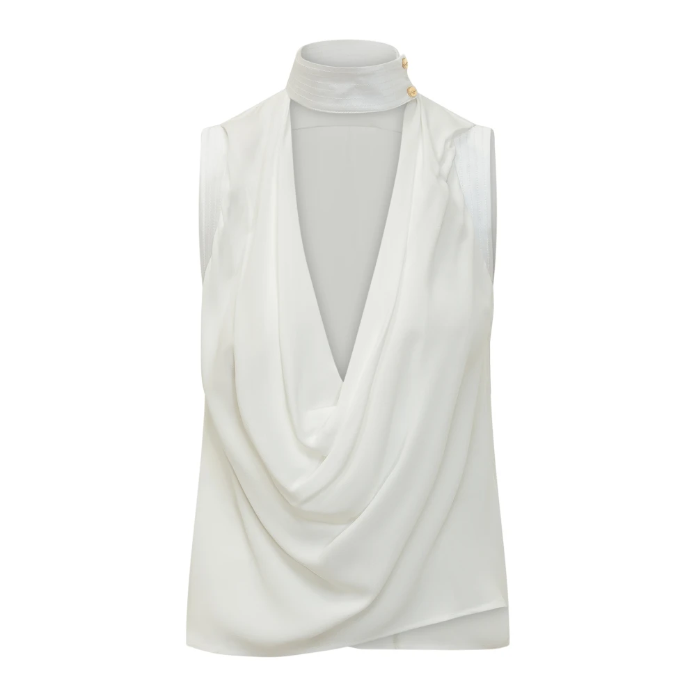 Elisabetta Franchi, Tops , Dames, Wit, S, Satijn, Top in viscose georgette stof