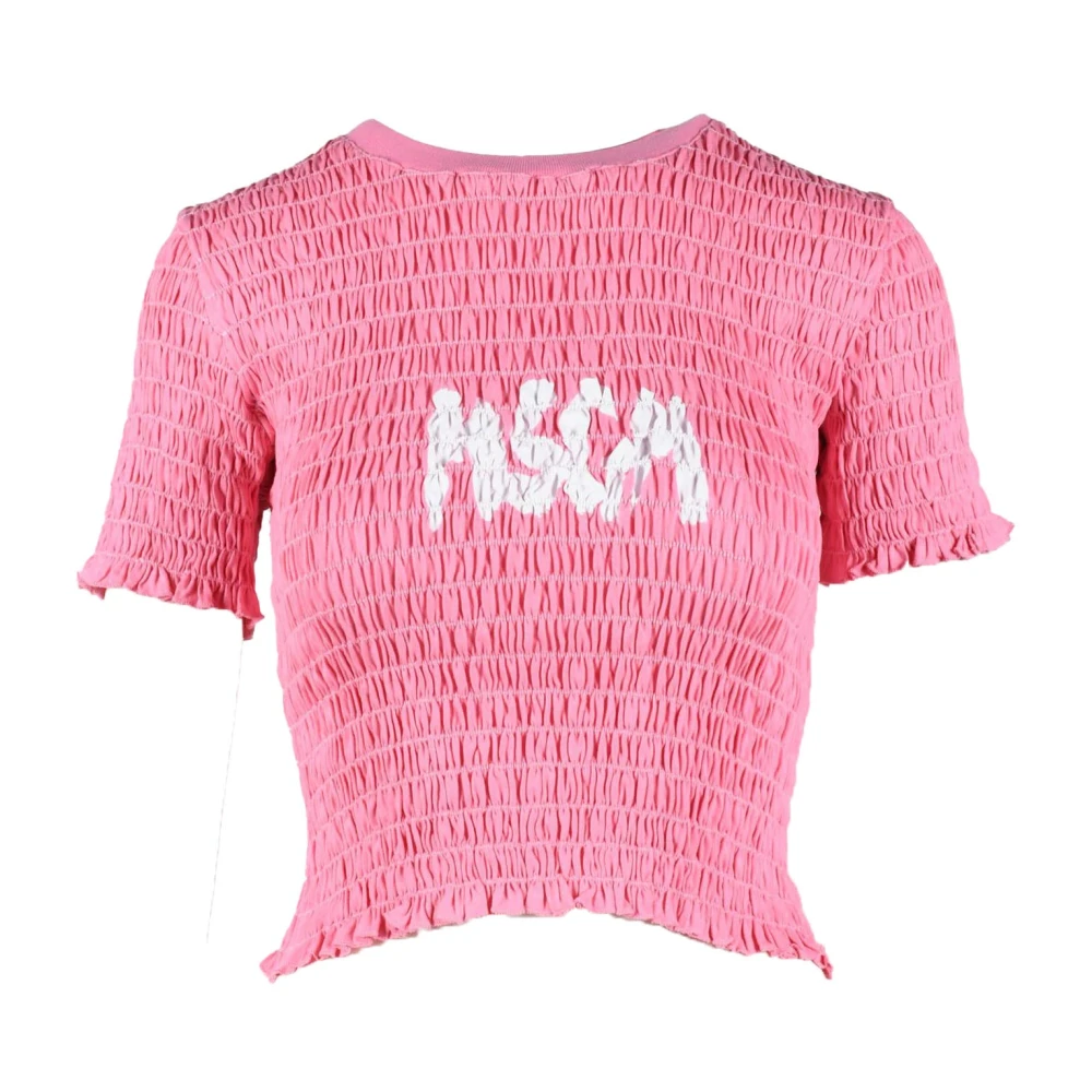 Msgm Katoenen T-shirt met uniek ontwerp Yellow Dames