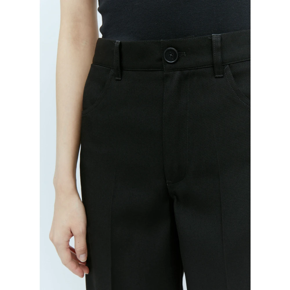 Jil Sander Tonal Topstitching Wool Pants Black Dames