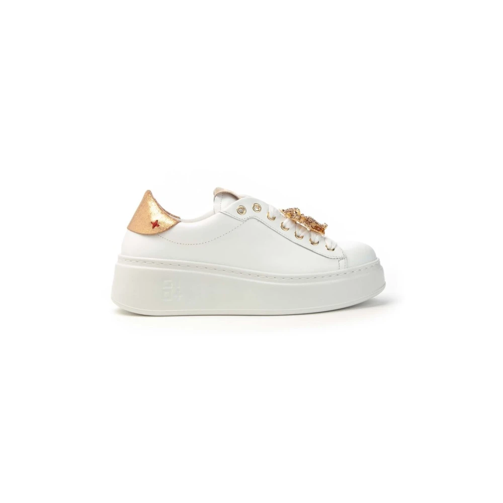 Gio+ Witte leren katten detail platform sneakers Dames Schoenen