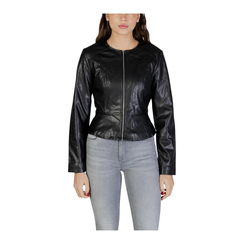 Jacqueline De Yong Women's Black Round Neck Long Sleeve Blazer With Zip - Light Jackets - Xl- Jackets