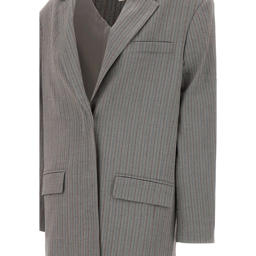 Remain Birger Christensen Herringbone Blazer Grijs Gestreept Jas Gray Dames