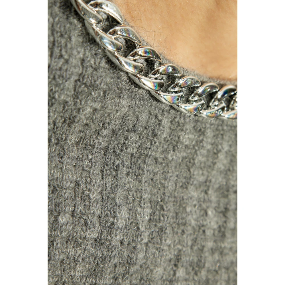 TORY BURCH Trui met wollen afwerking Gray Dames