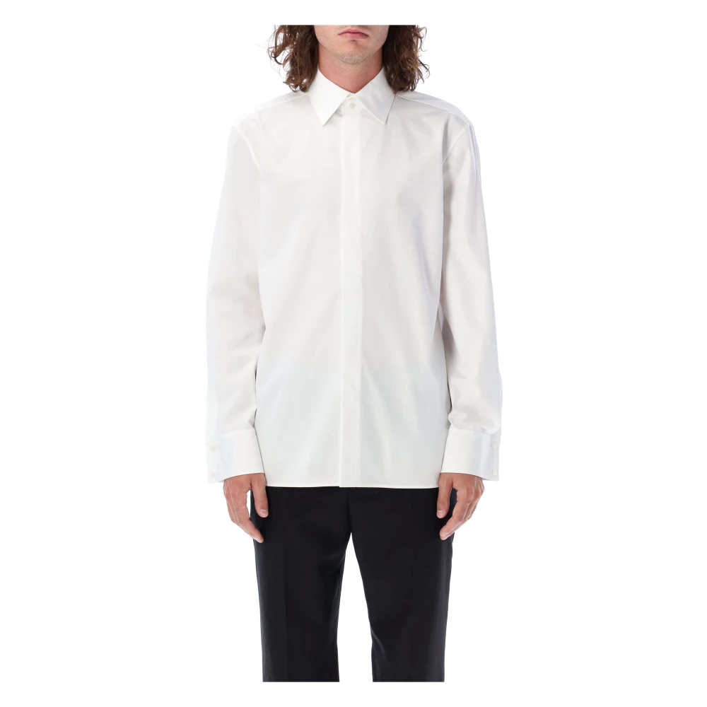 Saint Laurent Klassieke Zijden Overhemd Wit White Heren