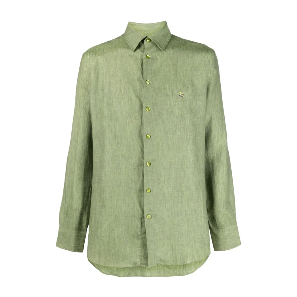 ETRO Short Sleeve Shirts Green Heren
