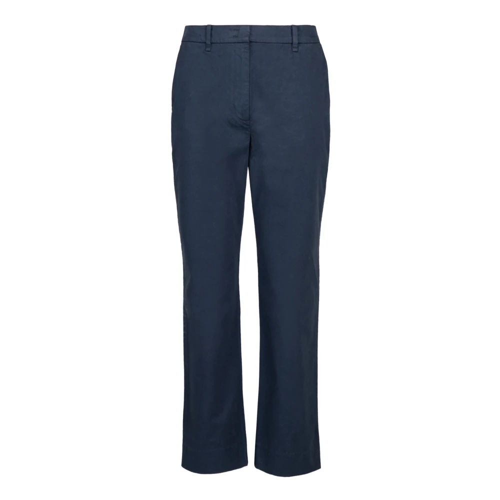 BomBoogie Katoenen satijnen broek met chino zak Blue Dames