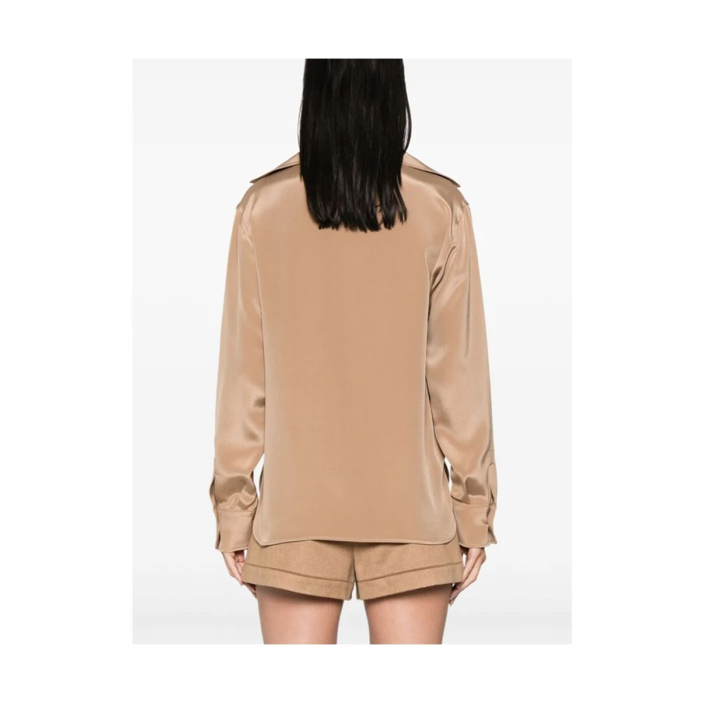 Max Mara Beige Polo Kraag Shirt met Lange Mouwen Beige Dames