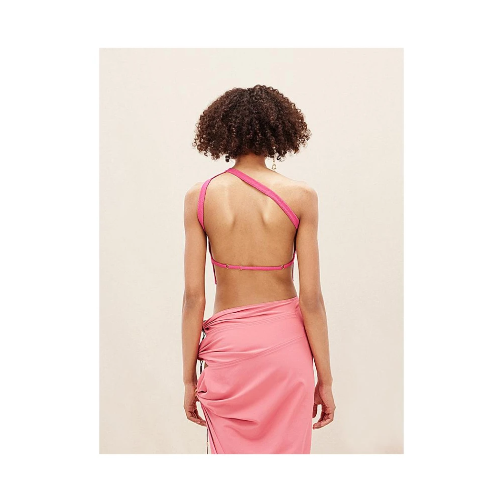 Jacquemus Asymmetrische Korte Aansluitende Top Pink Dames