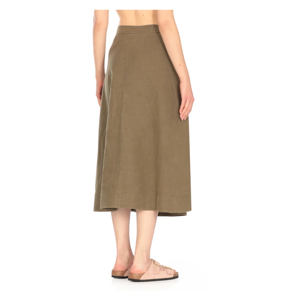 Ralph Lauren Lange Rok met Knopen aan de Voorkant Green Dames