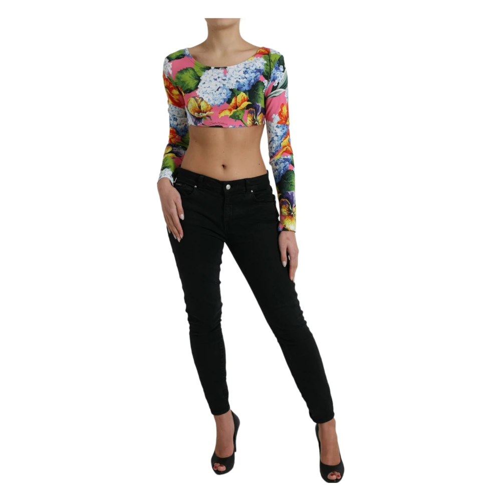 Dolce & Gabbana Bloemen Elegance Crop Blouse Multicolor Dames