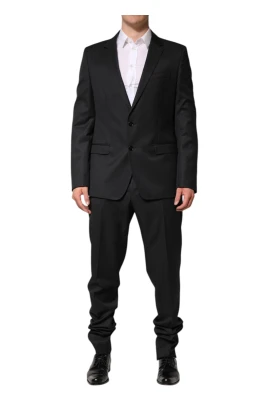 Mörkgrå Ullkostym, Slim Fit
