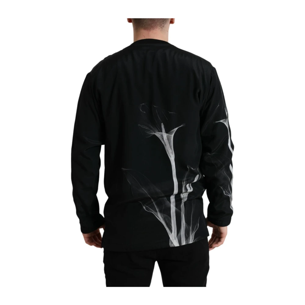 Dolce & Gabbana Zwart Bloemenprint Crew Neck Sweater Black Heren