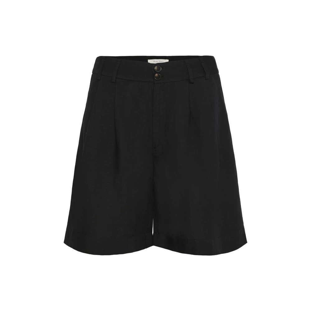 Part Two Women's Black Linen Blend Wide Leg Shorts - Short Shorts - Xl - Shorts