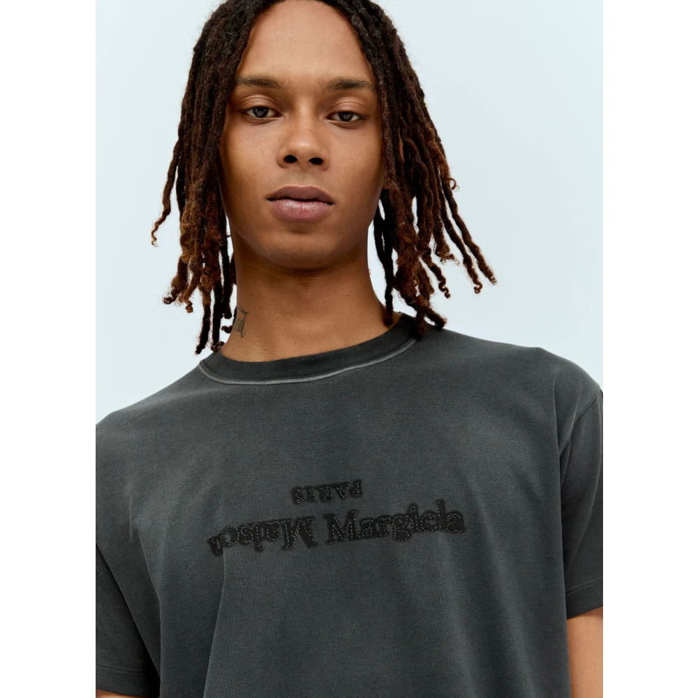 Maison Margiela Katoenen Jersey Logo T-Shirt Black Heren