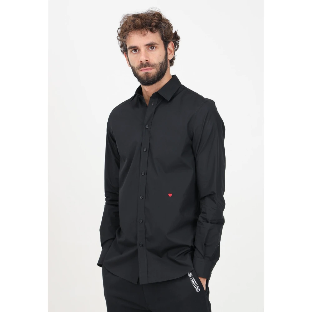 Moschino Zwarte Katoenen Regular Fit Overhemd Black Heren